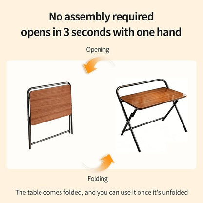 Folding Desk, Small Foldable Computer Desk, Small Table | No Assembly Required,Foldable,24 x 16 Inch,Dark Brown,Suitable for studying&working or dining