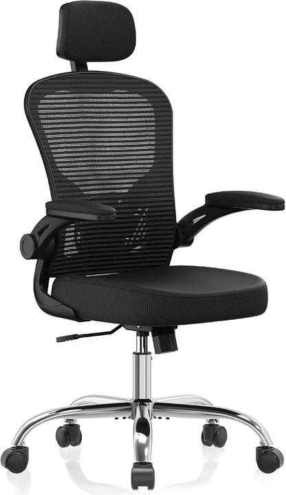 Office Chair, Ergonomic Desk Chair, 330LBS Capacity, High Back Computer Chair for Long Hours Comfortable, Rolling Swivel Executive Task Chair for Home Office with Flip-up Armrests