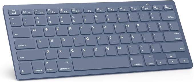 OMOTON Ultra-Slim Bluetooth Keyboard for iPad 11th/10th/9th/8th/7th, iPad Pro/Air/Mini and iPhone Series, Wireless iOS Keyboard with 12 Multimedia Keys for Office, Home, Travel, School, Deep Blue