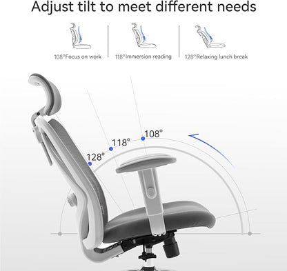 SIHOO M18 Ergonomic Office Chair, Computer Desk Chair with Adjustable Headrest and Lumbar Support, High Back Executive Swivel Chair for Home Office (Dark Gray)