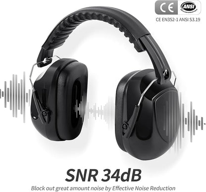 Noise Reduction Ear Muffs for Adult, 34dB Noise Cancelling Headphone for Shooting