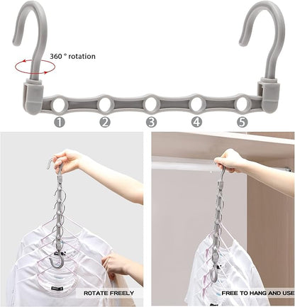 24 Pack Closet Organizers and Storage, Stronger Space Saving Hangers Clothes Hanger with 5 Holes Closet Storage for Heavy Clothes,College Dorm Room Essentials for Girls Guys, Magic Home Organization