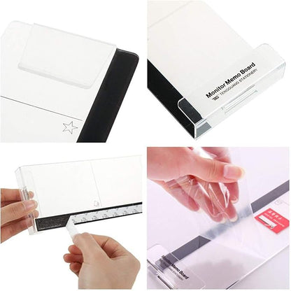 MINSA Fashion Multifunction Utility Acrylic Transparent Computer Monitors Side Panel/Memo Pads/Message Boards/Sticky Boards for Computer Screen, 1 Set (Left & Right) (Phone Holder)