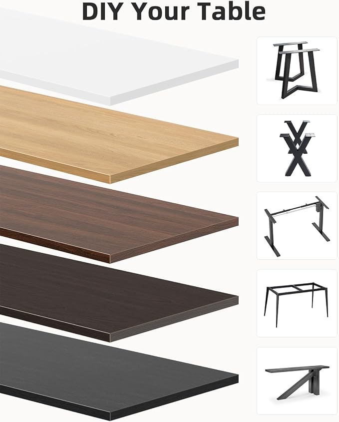 Universal 60 x 24 One-Piece Solid Wood Table Top, 1" Thick Desktop for Stand Up Height Adjustable Desk Frames, Home Office Tabletop, Countertop DIY, Black Walnut