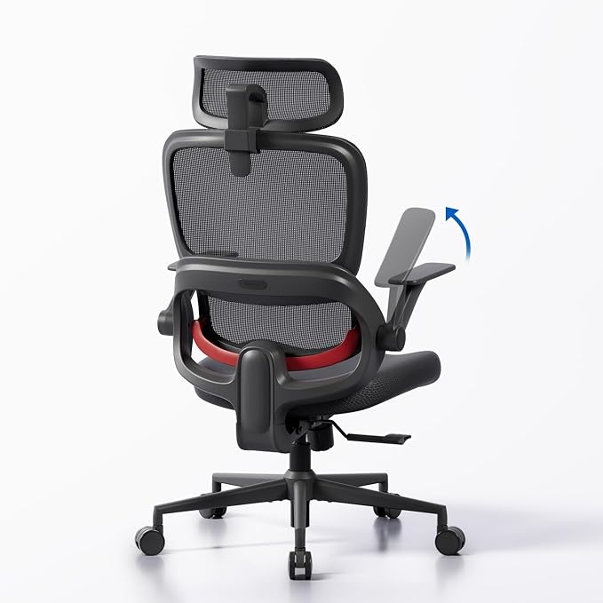 SIHOO B100 SE Office Chair, Soft Memory Foam Desk Chair with Adaptive Lumbar Support & 2D Flip-up Armrests, 135° tilt Computer Chair for Home Office, Black