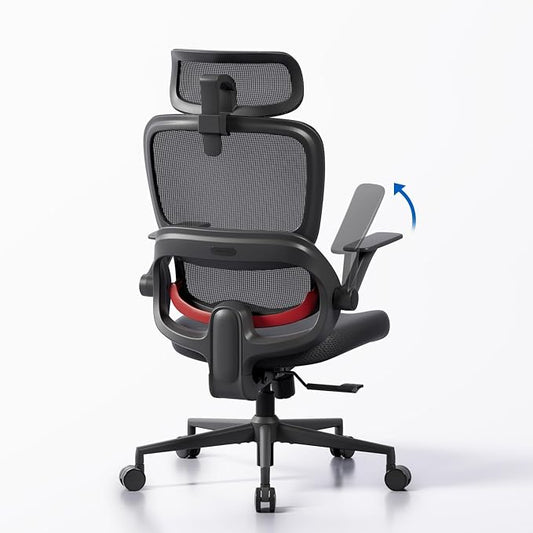SIHOO B100 SE Office Chair, Soft Memory Foam Desk Chair with Adaptive Lumbar Support & 2D Flip-up Armrests, 135° tilt Computer Chair for Home Office, Black