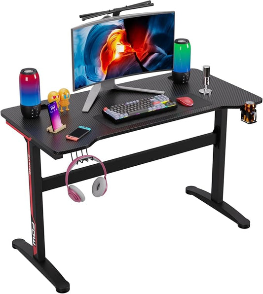 FDW 47 Inch Gaming Desk with Large Desktop Computer Desk Student PC Desk Extra Large Modern Ergonomic Racing Style Table Workstation for Adult Teens,Black