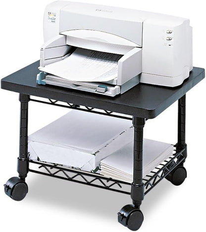 Scranton & Co Under-Desk Printer/Fax Stand, Steel Frame, Laminate Top, Gray Finish, 19"w x 16"d x 13.5"h, Mobile Dual-Wheel Casters, 100 lb Shelf Capacity, Space-Saving Design for Home or Office Use