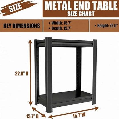 2 Tier Metal Bookshelf, Adjustable Tall Bookcase, Heavy Duty 1200 LBS Modern Deep Book Shelf, Bolt-Free Storage Shelves for Living Room, Home Office, Garage, 15.7" W x 15.7" D x 22.0" H