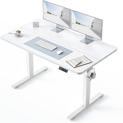 BANTI 48 × 24 Inches Standing Desk, Ergonomic, Electric Height Adjustable, Sit and Stand Up, Computer Office Desk with Splice Board, White Frame/Whitetop