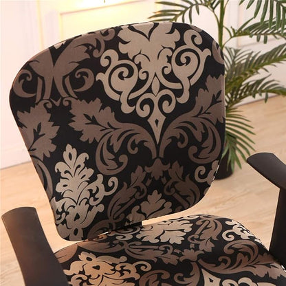 Jinzio Computer Office Chair Cover - Split Protective & Stretchable Cloth Polyester Universal Desk Task Chair Chair Covers Stretch Rotating Chair Slipcover (Black Brown)