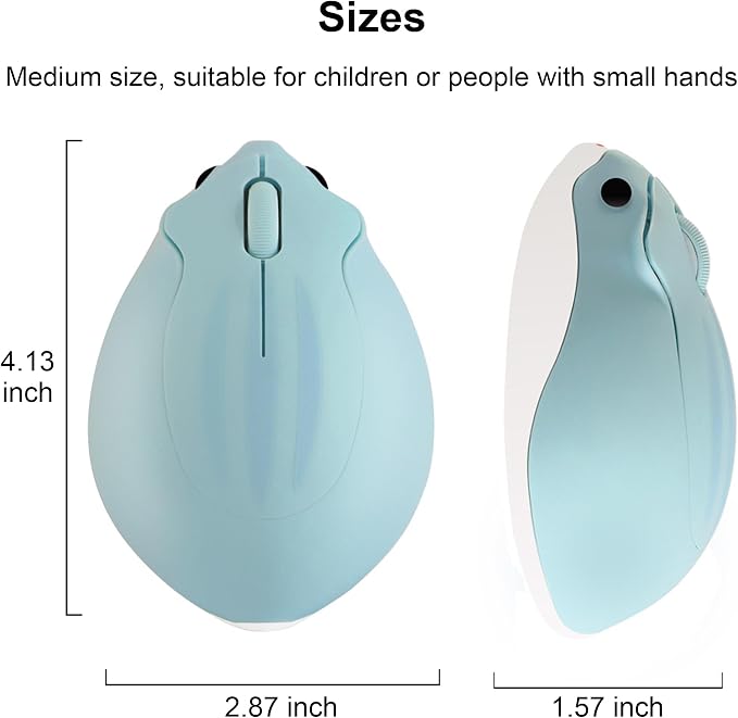 CHUYI Hamster Wireless Silent Mouse 1200DPI Cute Animal Small Cordless Portable Mice for Travel Home School Library Computer Laptop PC for Kids Gift (Light Blue)