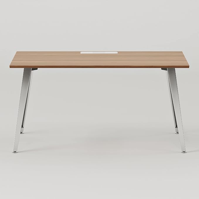 Branch Office Desk - Modern Home Office Desk - Efficient Cable Management and Fast Assembly - Compact Workstation for Home or Apartment - 48” Walnut Top - Mirror Base