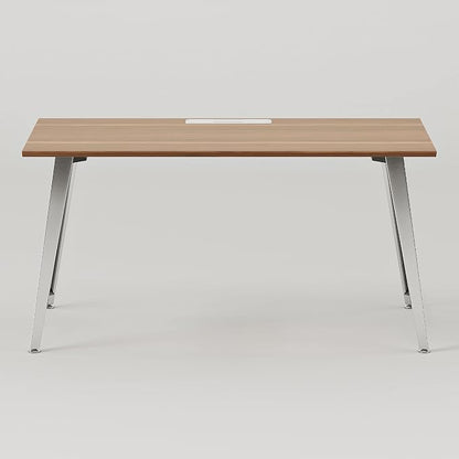 Branch Office Desk - Modern Home Office Desk - Efficient Cable Management and Fast Assembly - Compact Workstation for Home or Apartment - 48” Walnut Top - Mirror Base