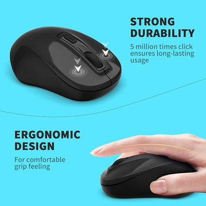 LeadsaiL Wireless Mouse, 2.4Ghz USB Cordless Mouse for Laptop, Compact Silent Mice, 4 Buttons, 3 Adjustable DPI, Ergonomic Optical Mouse for MacOS and Windows Coumpter, Notebook