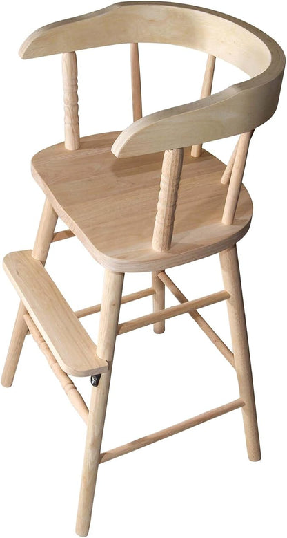 Sargent's Sons Amish Style Wooden Youth Chair, Desk Chair, Youth Dinning Chair with Step & Arms (Natural DIY You Finish)