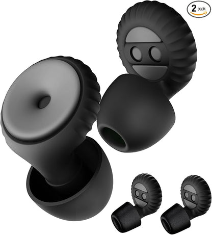 BNU Ear Plugs for Concerts, 2 Pairs 25-35dB Noise Cancelling Earplugs for Work, Motorcycle Reusable High Fidelity Noise Reduction Ear Plugs with 6 Pair Silicon and Memory Foam Tips in S/M/L, Black