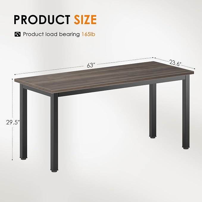 DlandHome Computer Desk Home Office Table Writing Desk Study Table Gaming Desk Worstation (63 inch, Walnut)