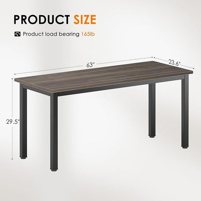 DlandHome Computer Desk Home Office Table Writing Desk Study Table Gaming Desk Worstation (63 inch, Walnut)