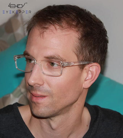 Eyekepper Vintage Reading Glasses for Men - 5 Pack Spring Hinges Classic Readers - Clear Frame +2.25