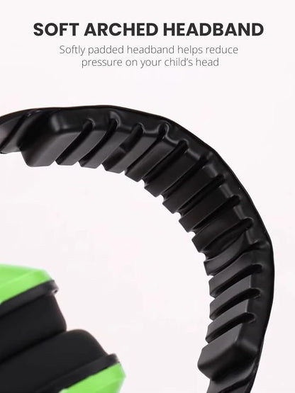 Small Size Hearing Protection Ear Muffs, Adjustable Noise Reduction Headphones for Study, Sleeping, and Travel, Green