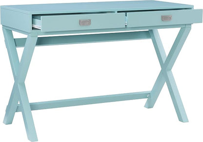 Linon Home Décor Jaycee Blue Writing Desk, 20"D x 44"W x 30"H, Blue
