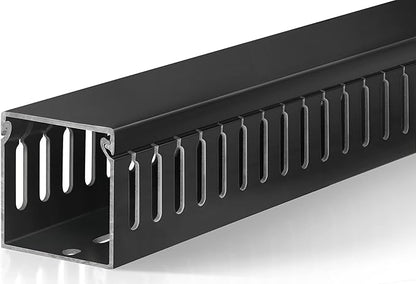 ZhiYo 2x2in Cable Raceway, 6ft Server Rack Cable Management Under Desk Cord Organizer, Electrical Safe PVC Cable Hider Open Slot Wire Raceway for Network/PC/TVs, Wire Duct Black