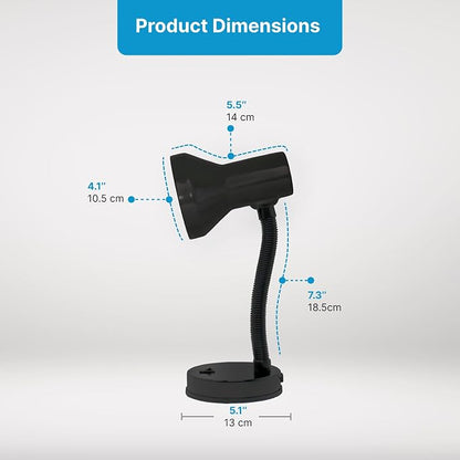 Xtricity LED Desk Light, 360° Adjustable Gooseneck, (Black Finish) | Home and Office Lamp with 7W A19 Bulb, 120V, On/Off Switch, 14” Height - Reading Lamps for Bedside Table, College Dorm