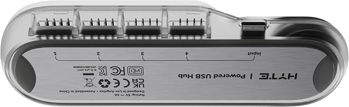 Hyte Powered Internal USB Hub - 4 USB 2.0 Output Headers, Motherboard USB 9Pin Extension, Extra-Strength Magnets and Adhesive Strip Included, Modern Internal Expansion - Crystal