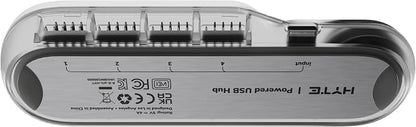 Hyte Powered Internal USB Hub - 4 USB 2.0 Output Headers, Motherboard USB 9Pin Extension, Extra-Strength Magnets and Adhesive Strip Included, Modern Internal Expansion - Crystal