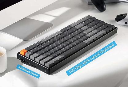 Keychron K4 Bluetooth Wireless Mechanical Keyboard RGB LED Backlit, Hot-swappable Compact 100 Keys USB Wired Computer Gaming Keyboard Aluminum Frame for Mac Windows, Gateron Red Switch
