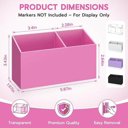 MR.MATE Magnetic Pen Holder,Pink Magnetic Marker Cup for Fridge Whiteboard | Dry Erase Marker Pencil Holder with Acrylic Cup and Strong Magnet, Non-slip Design For Refrigerator Locker Office & Classroom