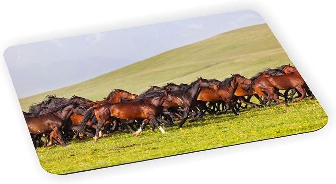 Horses Racing Brown on Mountain - Ultra Thin Non-Slip Mouse Pad Mousepad for use with Laptops, Macbooks, Travel