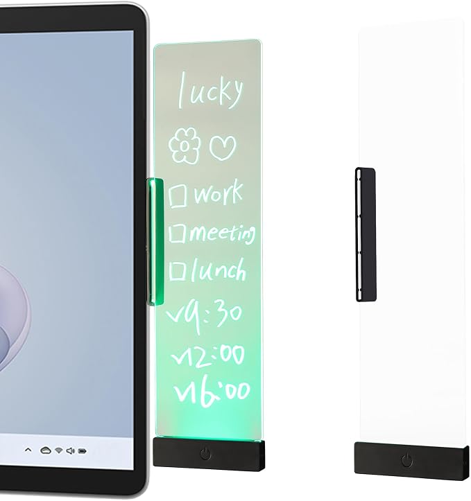LED Memo Board with Sticky Note Holder, Clear Acrylic Computer Monitor Organizer, Office Supplies, Work from Home Essentials, Multifunction Workspace Accessories