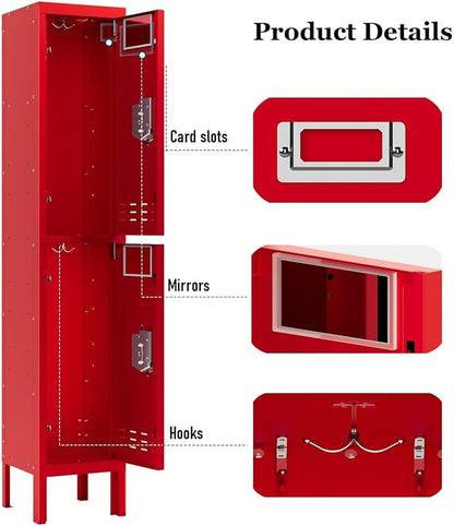BUTISOW Metal Lockers - 66" Height Steel Lockers for Employees with 2 Door Storage Locker with Card Slot for Employees Gym School Home Office Garage - Assembly Required
