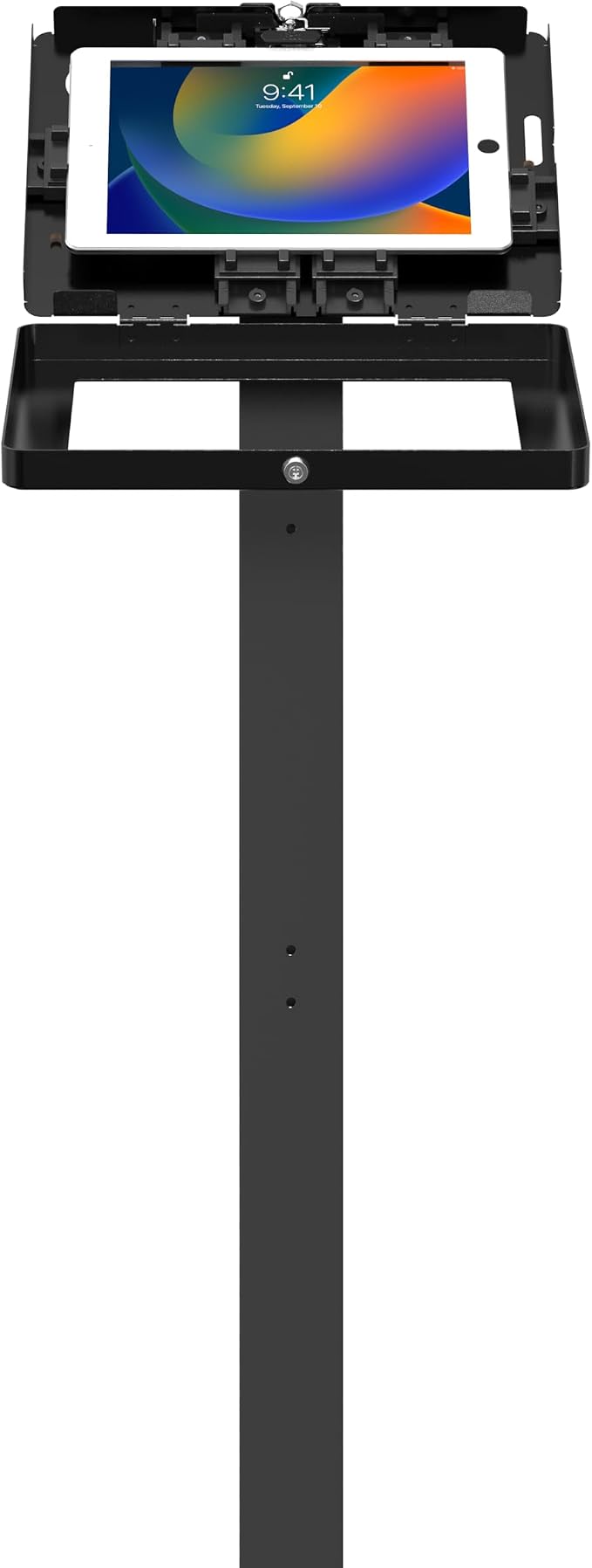CTA Digital Thin Tall floor Stand 360 Degree Kiosk Display Tablet Holder With Charger Access & Lock for iPad 11 (A16) - Pro 11-inch M4 - Air 11-inch M3- iPad 10th Gen - Galaxy Tab & More Tablets