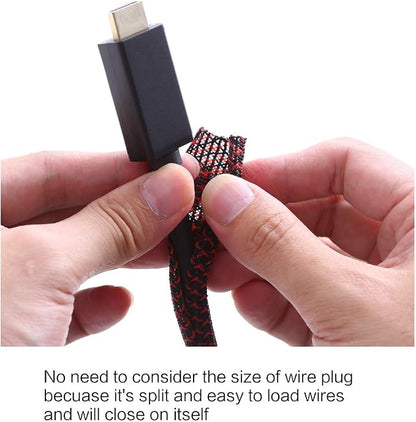 Alex Tech 10ft - 1/4 inch Cord Protector Wire Loom Tubing Cable Sleeve Split Sleeving For USB Cable Power Cord Audio Video Cable – Protect Cat From Chewing Cords - Blackred