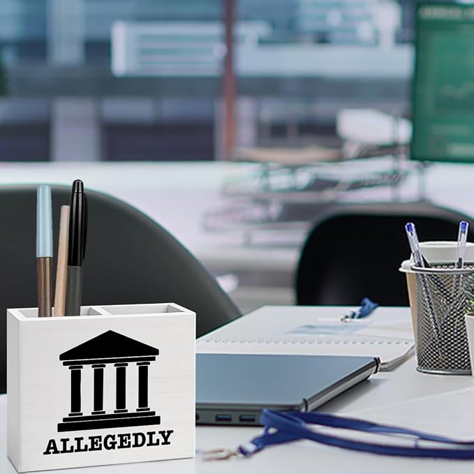 Lawyer Office Decor Lawyer Office Decoration Law Attorney Judge Gifts for Men Women Wooden Pencil Holder, Law School Students Graduation Gifts Desk Decor