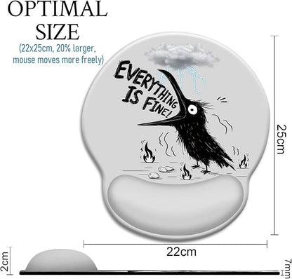 Mouse Pad with Wrist Rest, Funny Crow Ergonomic Mouse Pads Wrist Support for Desk, Goth Gaming Mousepad for Wireless Mouse Laptop Computer Work Home Desk Accessories Office Supplies Desktop Decor