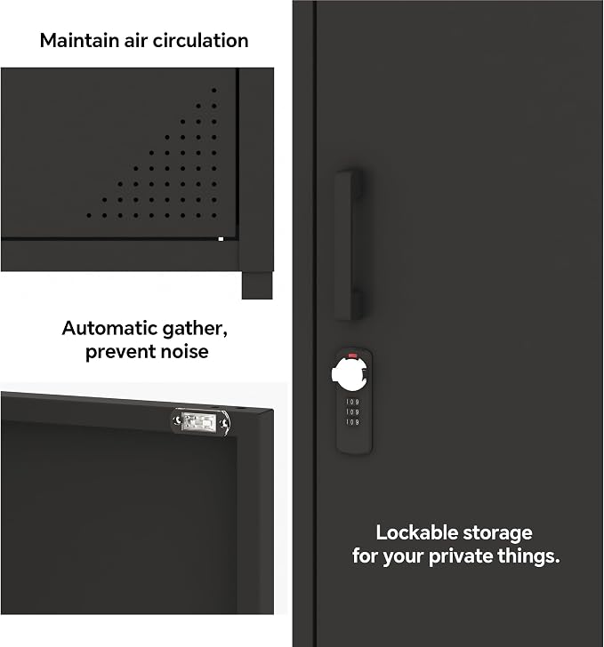 Steehoom Metal Locker Cabinet Lockable Storage Cabinet Black 4 Tier Employee Lockers for Home, School, Office, Garage, Bathroom H49.21'' (Black)