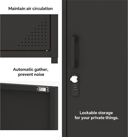 Steehoom Metal Locker Cabinet Lockable Storage Cabinet Black 4 Tier Employee Lockers for Home, School, Office, Garage, Bathroom H49.21'' (Black)