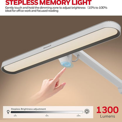 Honeywell LED Desk Lamp with Clamp - 05B02 Touch Control Sunturalux Natural Light Clip On Desk Light 4000K 1300LM Dimmable Eye Caring Table Lamp Full Metal Desk Lamps for Home Office