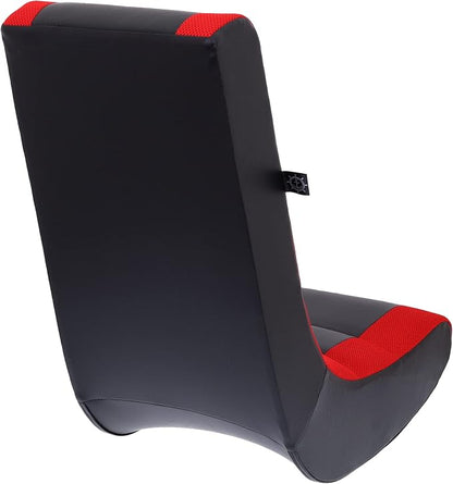 The Crew Furniture Classic Video Rocker Floor Gaming Chair, for Kids and Teens, PU Faux Leather & Polyester Mesh, Black/Red