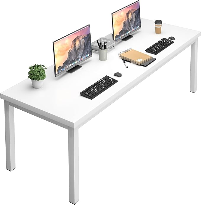 78.7 Inch Large Computer Desk, Modern Table with Thick Tabletop, Spacious Gaming Desk for 2 People, Study Writing Workstation for Home Office, Work from Home, White