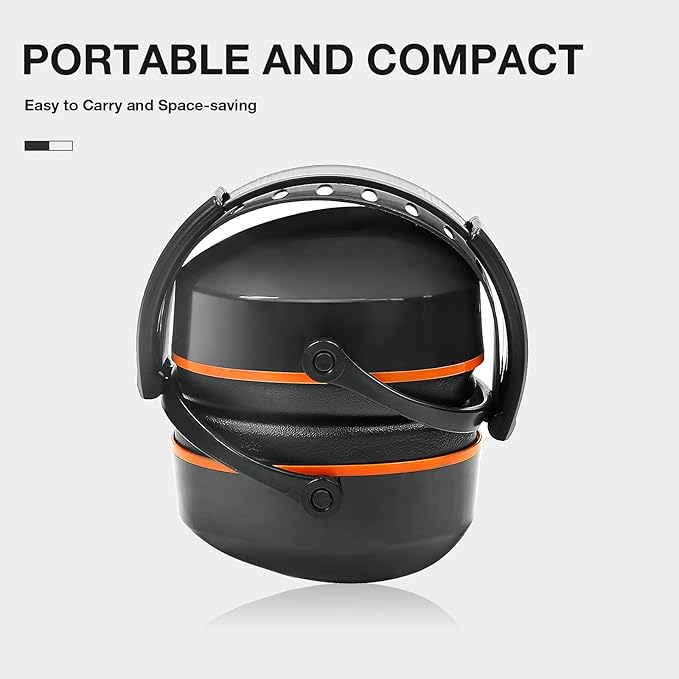 LYSIAN 31dB Hearing Protection Earmuffs, Foldable Adjustable Safety Ear Muffs for Shooting, Construction, Lawn Mowing, Adults