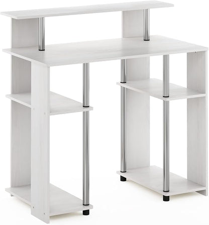 Furinno Jaya Simple Design Computer Writing Desk, White Oak/Stainless Steel