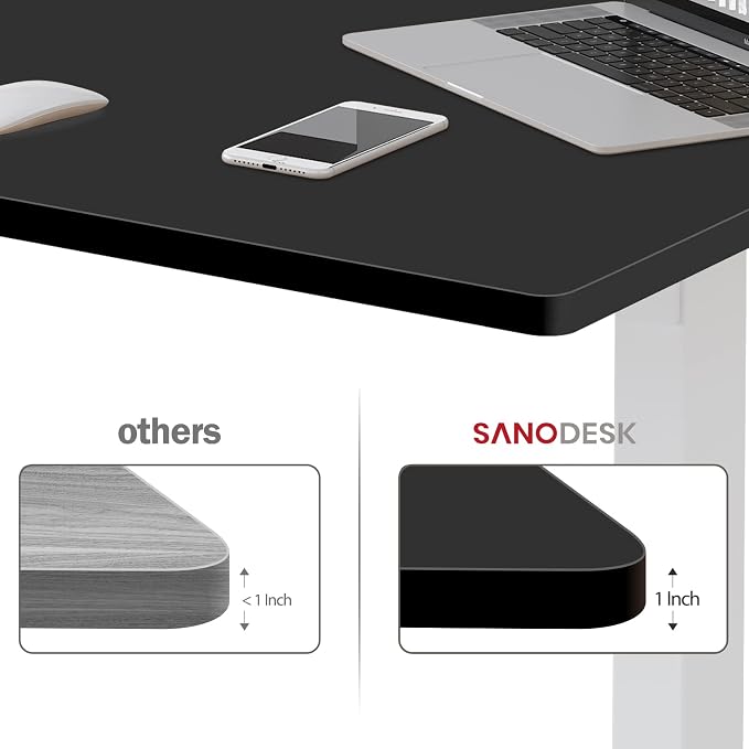 SANODESK Whole-Piece Particle Board Table Top for Standing Desk and Home Office Desk DIY, 48x30x1 Inch Black Desk Top