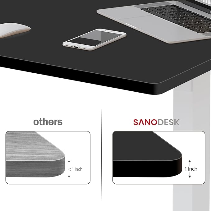 SANODESK Whole-Piece Particle Board Table Top for Standing Desk and Home Office Desk DIY, 55x28x1 Inch Black Desk Top