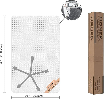Office Chair Mat, 30" x 48" Transparent Office Desk Chair Mat for Carpeted Floors, Studded Carpet Floors Protector Mat for Home & Offices