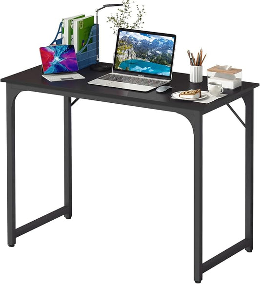 BestOffice Computer Desk,Home Office Desk, Modern Simple Style for Home Office Study Writing (Black, 39 Inch)